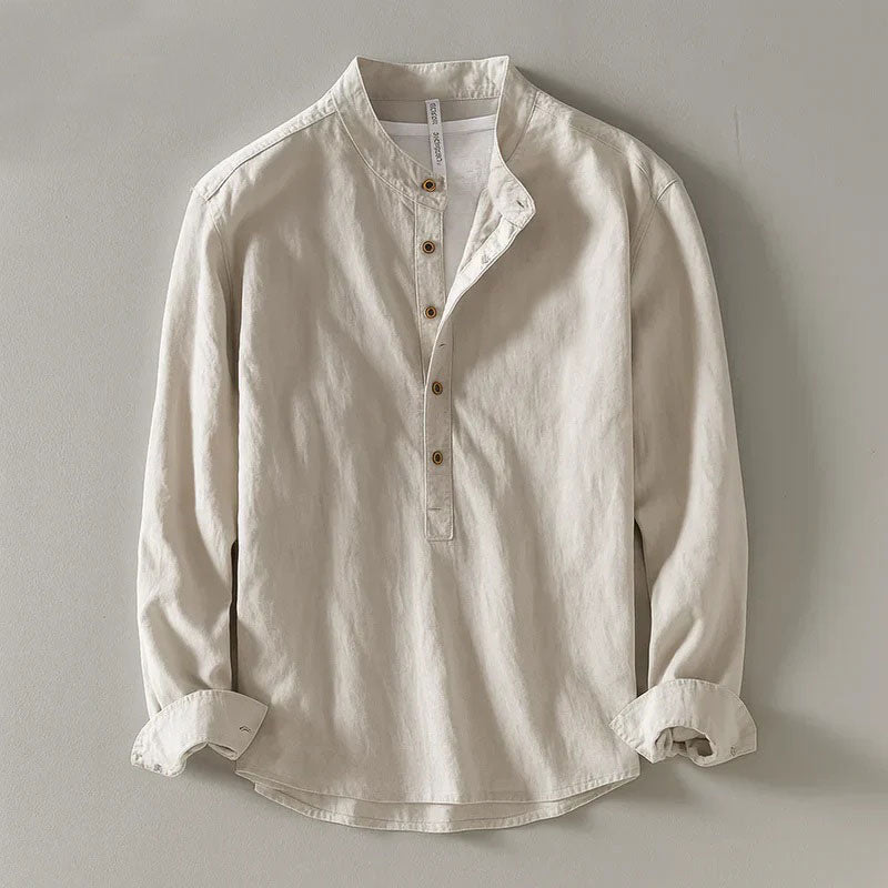 Premium Linen Shirt – Mandarin Collar